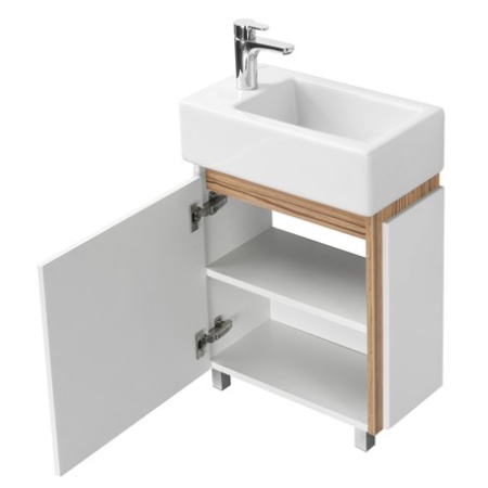 Тумба под умывальник подвесная Акватон Эклипс М левый с умывальником Эрис 46, эбони светлый