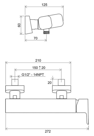 Смеситель для душа Ravak TD 032.00/150 мм