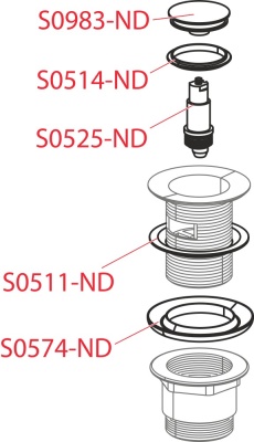 Водослив умывальника CLICK/CLACK 5/4" цельнометаллический с переливом и малой заглушкой AlcaPlast A39
