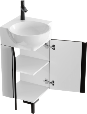 Тумба угловая Aqwella Porto под умывальник Дельта белый/черный POR0104WB