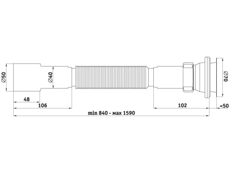 Сифон гофрированный  Ани Пласт удлиненный G116