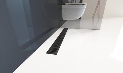 Водоотводящий желоб с порогами для перфорированной решётки Alcaplast, черный APZ10BLACK-850M