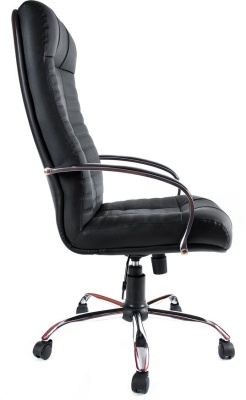Кресло Евростиль Атлант ХН (черный, кожа люкс, хром)