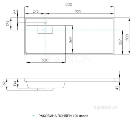 Умывальник над стиральной машиной Акватон Лондри 120 левая, белый 1A72843KLH01L