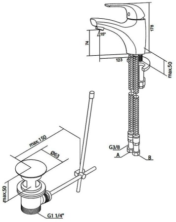 Смеситель для умывальника AM.PM Sense F7582100 хром