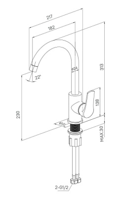 Смеситель для кухонной мойки Milardo Meal, сатин M01BNJ0M05