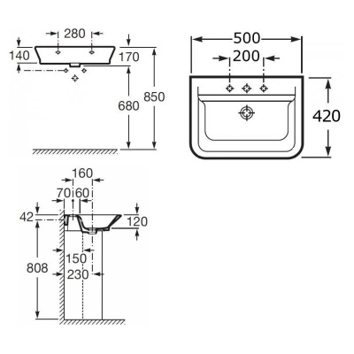 Умывальник Roca The Gap 50х42