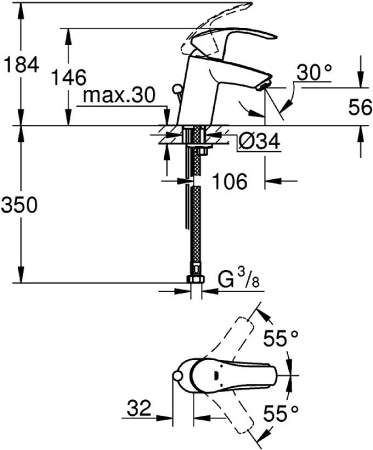 Смеситель для умывальника Grohe Eurosmart 32467002