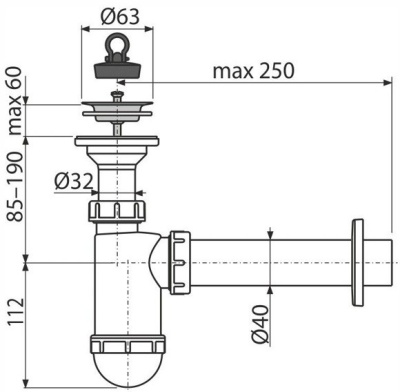Сифон для умывальника Alcaplast A41+A710-BL-01