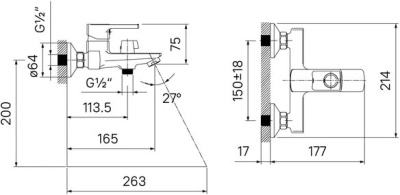 Смеситель для ванны Iddis Bild BILBL00i02WA, черный. Акция. Распродажа Образец