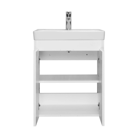 Тумба под умывальник Акватон Сканди Doors 55 с умывальником Адриана 55, белый 1A2788K0SD010