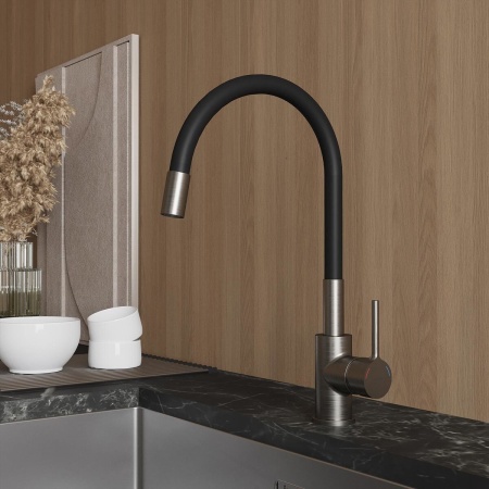 Смеситель для кухни с гибким изливом Milardo Meal, сатин M01BN0FM05