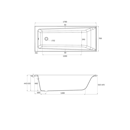 Ванна прямоугольная с ножками Cersanit Lorena 170х70. Акция