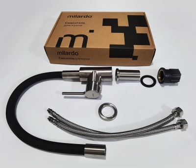 Смеситель для кухни с гибким изливом Milardo Meal, сатин M01BN0FM05