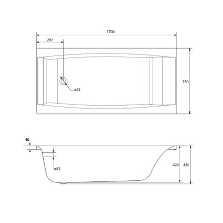 Ванна прямоугольная с ножками Cersanit Virgo 170х75. Акция