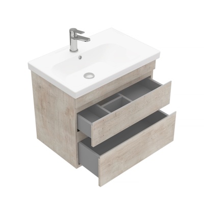 Тумба подвесная Laparet SARGAS 70 с умывальником Cerastyle Frame 70 дуб Йорк (LS-WCAB-70-221+VB015K42U00)