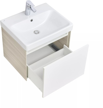 Тумба-умывальник Акватон Асти 55 с умывальником Адриана, белый/ясень шимо (1A263101AXD70+551WH501620)