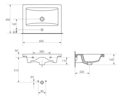 Тумба подвесная Laparet Optimum 60 с умывальником Cersanit Como 60 белый глянец LO-WCAB-60-01+S-UM-COM60/1-w