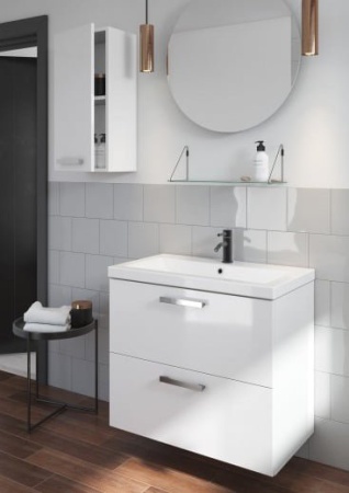 Тумба под умывальник подвесная Cersanit Melar 80 с умывальником Como 80, белый (SU-MEL-CM80+UM-NTR80/1)