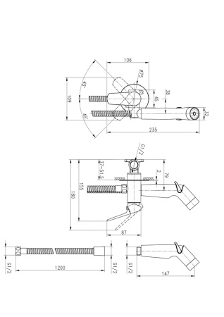 Смеситель с гигиеническим душем встраиваемый однорычажный Cersanit Flavis 64104