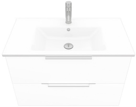 Тумба подвесная Laparet Focus 85 с умывальником Cerastyle Arte 85, белый глянец (LF-WCAB-85A-01+VB048N52U00)