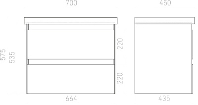 Тумба подвесная Laparet Vitrum 70 с умывальником Cerastyle Elite 70, белый матовый (LV-WCAB-70-11+VB032K42U00)