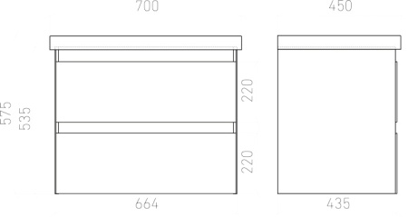 Тумба подвесная Laparet Vitrum 70 с умывальником Cerastyle Elite 70, белый матовый (LV-WCAB-70-11+VB032K42U00)