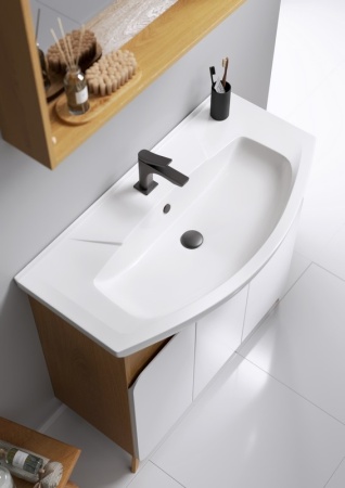 Тумба под умывальник Aqwella Basic с умывальником Элеганс 850, дуб золотой BAS0108DZ+4620008197456