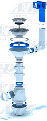 Сифон для мойки Ани Пласт Грот A0145