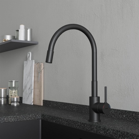 Смеситель для кухни гибкий Milardo Meal, черный M01BL0FM05