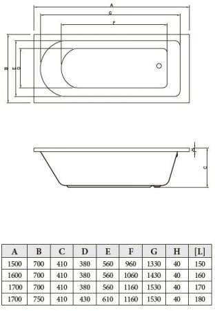 Ванна акриловая с ножками Bonito Home Elara 160x70 BH-EL-203-160-70/St
