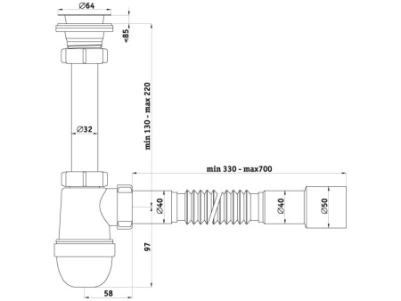 Сифон умывальника Ани Пласт 1/4 C1015