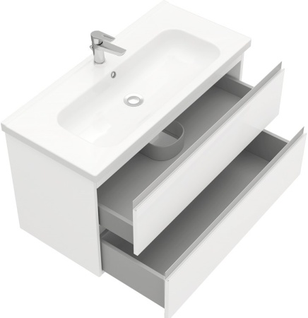 Тумба подвесная Laparet ELECTRA 100 с умывальником Creavit Ideal 100 белый глянец (LE-WCAB-100-01+ID100-00CB00E-0000)