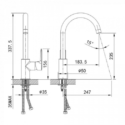 Смеситель для кухни высокий Iddis Cuba состаренное серебро CU4SBJ0i05