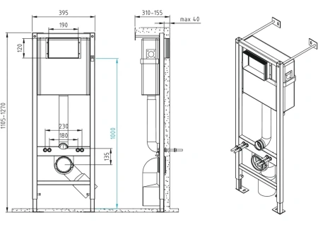 Инсталляция Cersanit Carina XL CO DPL EO slim с кнопкой Corner A64119