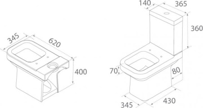 Унитаз напольный с интегрирированной функцией биде с вертикальным выпуском CeraStyle Noura с сиденьем дюропласт (WC00417SH00+CS004010100+IM018010201200)