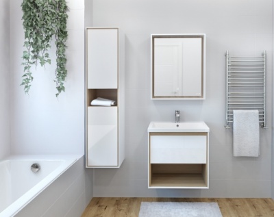 Зеркало прямоугольное Cersanit LOUNA 60 с подсветкой универсальный белый LU-LOU60-Os. Образец. Распродажа