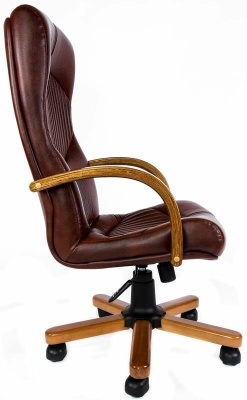 Кресло Евростиль Гермес экстра кожа люкс коньяк темный-орех Мадрас 2012