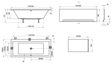 Ванна акриловая Ravak FORMY 01 170x75, белая C691000000