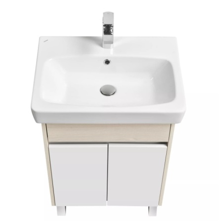 Тумба под умывальник напольная Акватон Верди 60 Н с умывальником Нео 60, белый/ясень фабрик