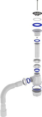 Сифон для кухни Aquant Standart, белый B0115-30-MR