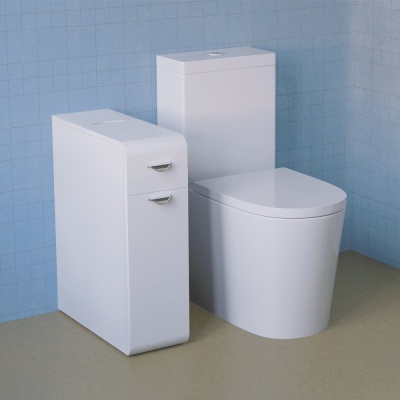 Тумба для туалетной комнаты напольная IDEA ОПТИМА 20 с 2-мя выдвижными ящиками и полкой,белая