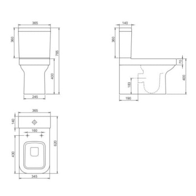 Унитаз напольный пристенный с интегрирированной функцией биде с вертикальным выпуском CeraStyle Noura с сиденьем дюропласт (WC00403SH00+CS004010100+IM018010201200)