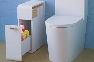 Тумба для туалетной комнаты напольная IDEA ОПТИМА 18 с выдвижным ящиком и полкой, белая