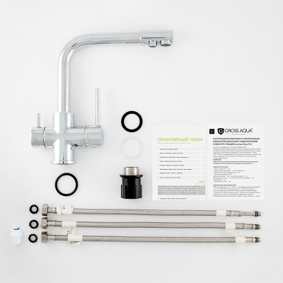 Смеситель для кухни высокий с прямоугольным изливом Gross Aqua Ecolife 3120609C с подключением к фильтру