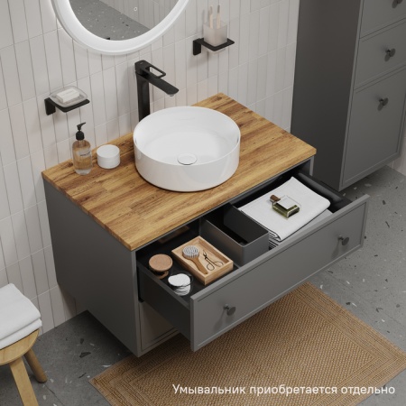 Тумба подвесная со столешницей 80 см Iddis Torr, темно-серый TOR80DBi95K