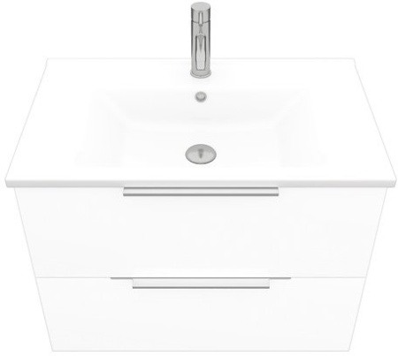 Тумба подвесная Laparet Focus 75 с умывальником Cerastyle Arte 75, белый глянец (LF-WCAB-75A-01+VB048L22U00)