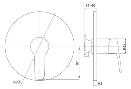 Смеситель для душа Rubineta 1F Uno
