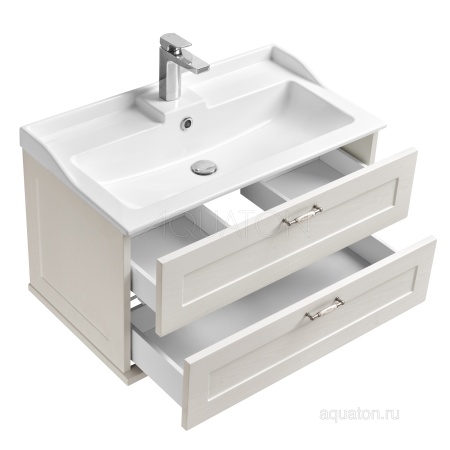 Тумба под умывальник Акватон Леон 80, дуб белый 1A186301LBPS0