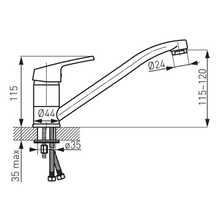 Смеситель Ferro Smile для кухни поворотный излив 224мм